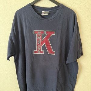 K-Swiss Classic Vintage Black Men's Short Sleeve Tee Shirt Red Logo Size XL